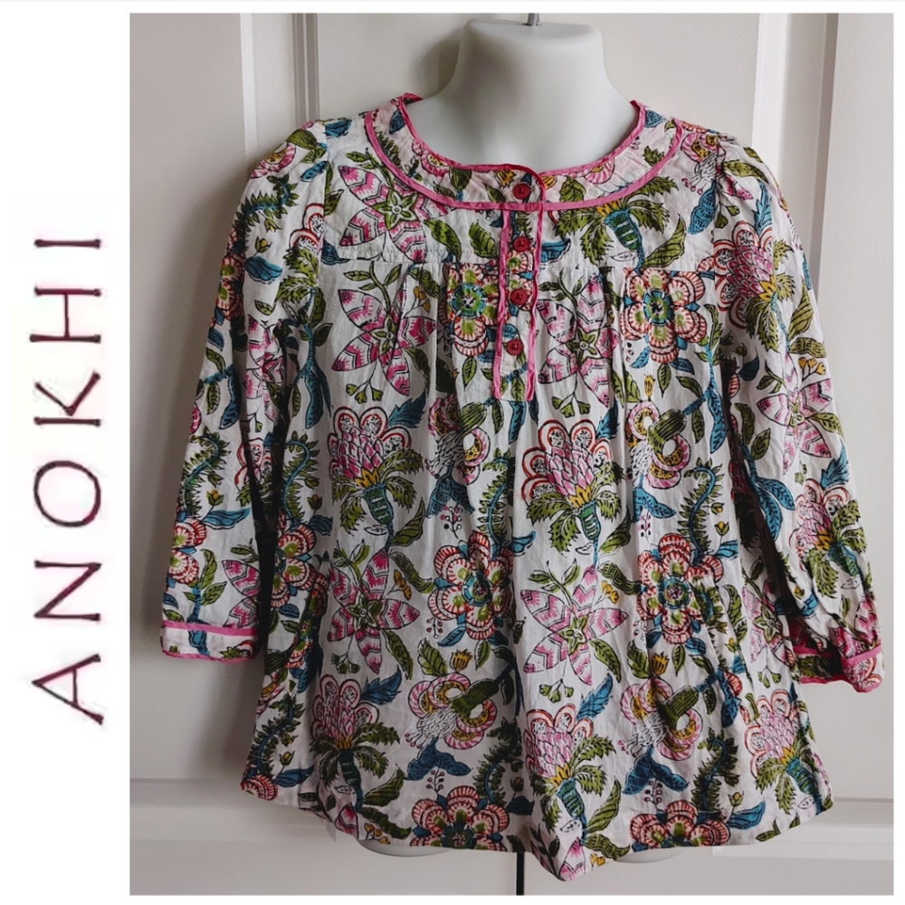 Anokhi Floral Tunic Blouse (Indian Brand)
